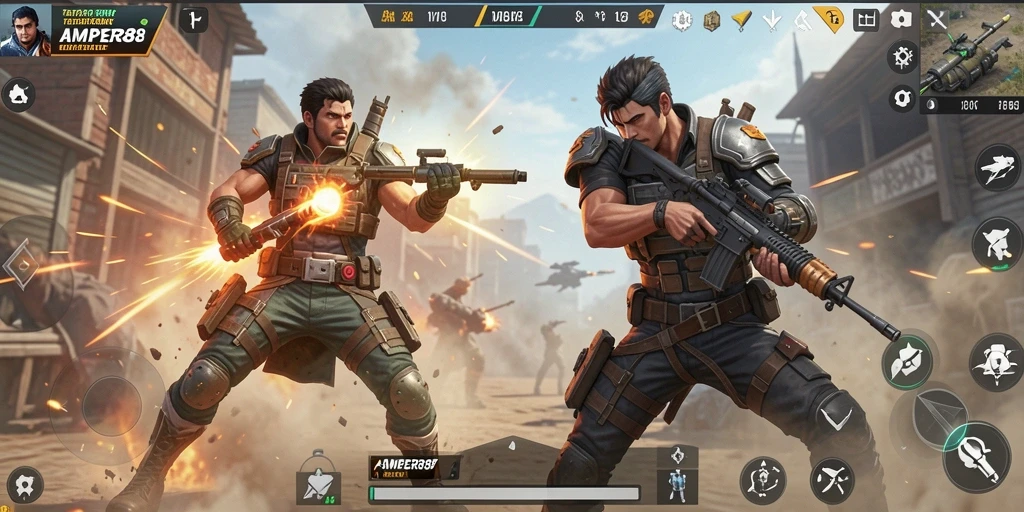 Tampilan gameplay seru di AMPER88 dengan pertarungan intens.