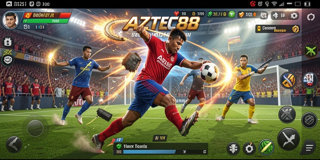 Tampilan dinamis dari gameplay olahraga yang menarik di AZTEC88.