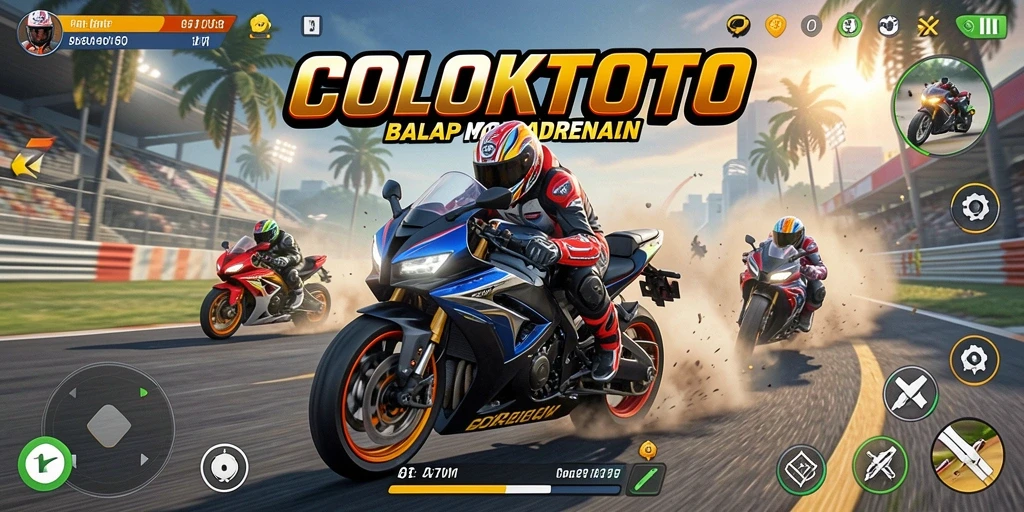 Tampilan gameplay COLOKTOTO dengan balapan motor yang intens dan menegangkan.