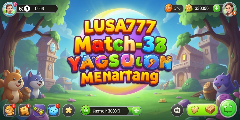 Tampilan gameplay LUSA777 dengan grafis warna-warni dalam genre Match-3.