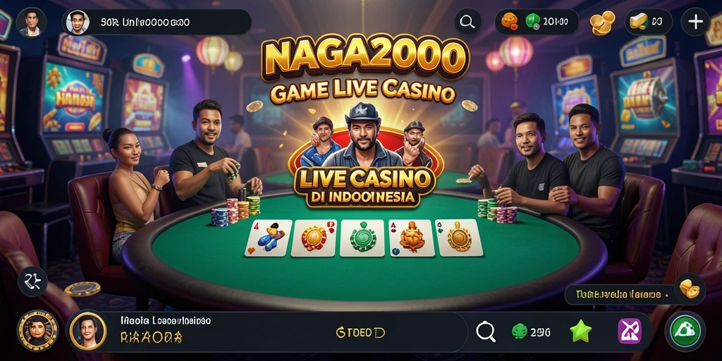 Screenshot NAGA2000 menampilkan dealer profesional dalam permainan Live Casino.
